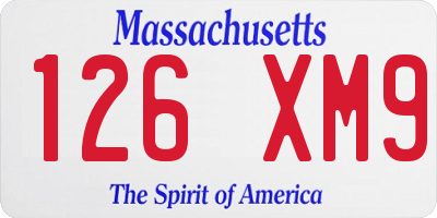 MA license plate 126XM9