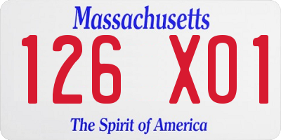 MA license plate 126XO1