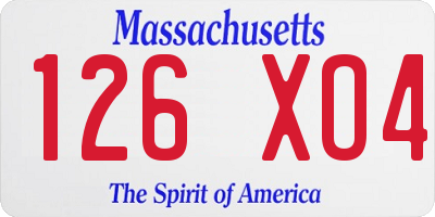 MA license plate 126XO4
