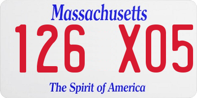 MA license plate 126XO5