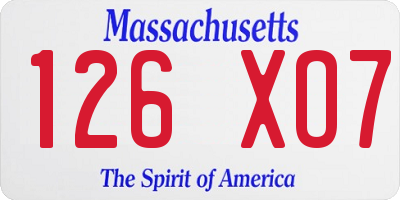 MA license plate 126XO7