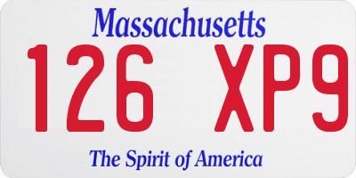 MA license plate 126XP9