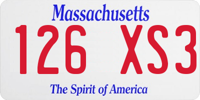 MA license plate 126XS3