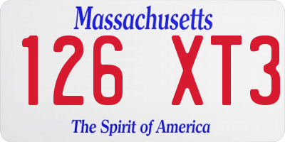 MA license plate 126XT3