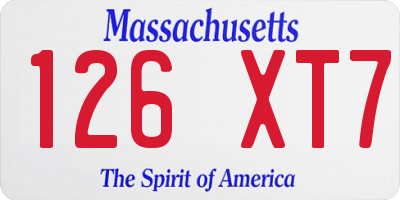MA license plate 126XT7