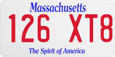 MA license plate 126XT8