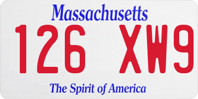 MA license plate 126XW9