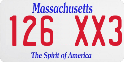 MA license plate 126XX3