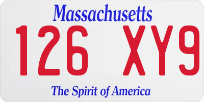 MA license plate 126XY9