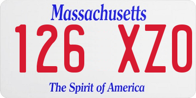 MA license plate 126XZ0