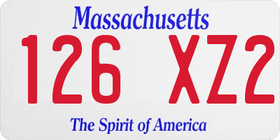 MA license plate 126XZ2