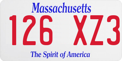 MA license plate 126XZ3