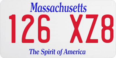 MA license plate 126XZ8