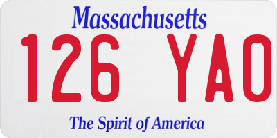 MA license plate 126YA0