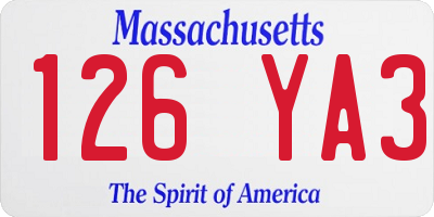 MA license plate 126YA3