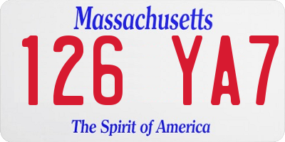 MA license plate 126YA7