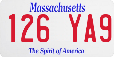 MA license plate 126YA9