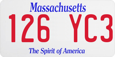MA license plate 126YC3