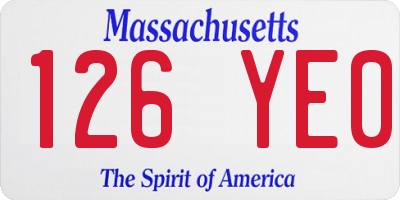 MA license plate 126YE0