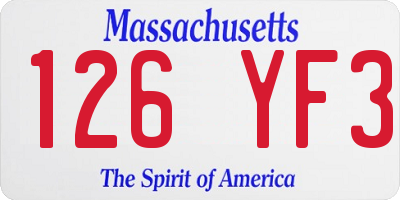 MA license plate 126YF3