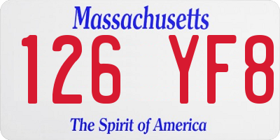 MA license plate 126YF8