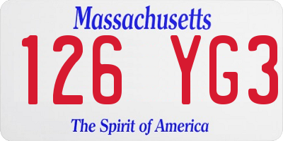 MA license plate 126YG3