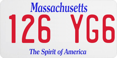 MA license plate 126YG6