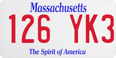 MA license plate 126YK3