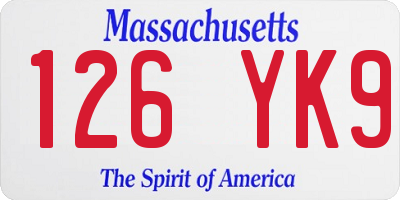 MA license plate 126YK9