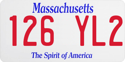 MA license plate 126YL2