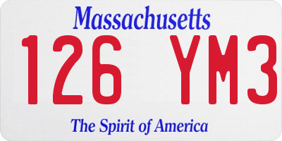 MA license plate 126YM3