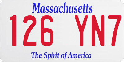 MA license plate 126YN7