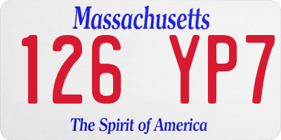 MA license plate 126YP7