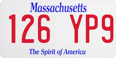 MA license plate 126YP9