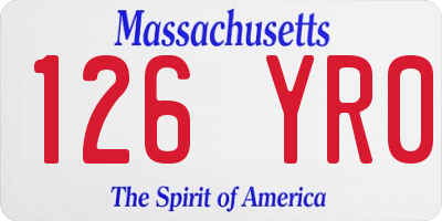 MA license plate 126YR0