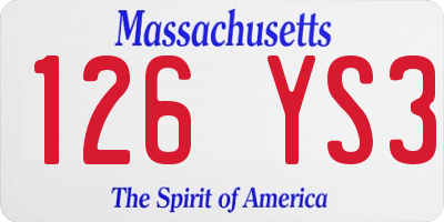 MA license plate 126YS3