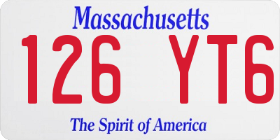 MA license plate 126YT6
