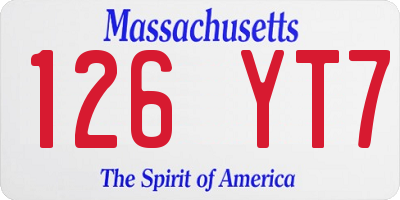 MA license plate 126YT7
