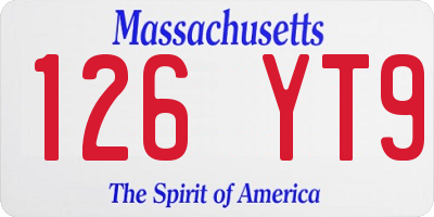 MA license plate 126YT9