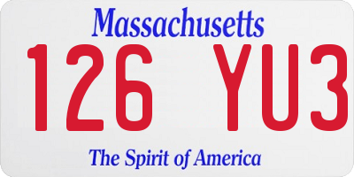 MA license plate 126YU3