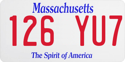 MA license plate 126YU7