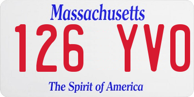 MA license plate 126YV0