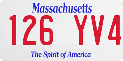 MA license plate 126YV4