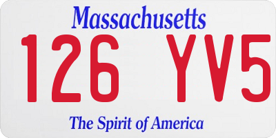 MA license plate 126YV5