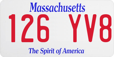 MA license plate 126YV8