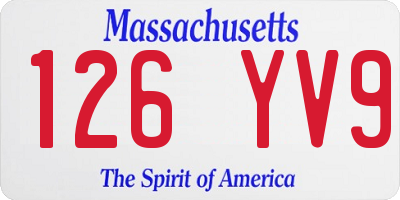 MA license plate 126YV9