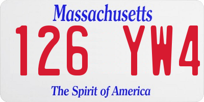 MA license plate 126YW4