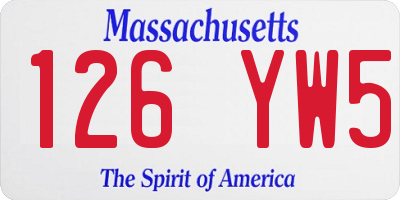 MA license plate 126YW5
