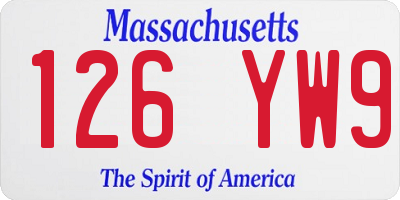 MA license plate 126YW9