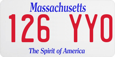 MA license plate 126YY0